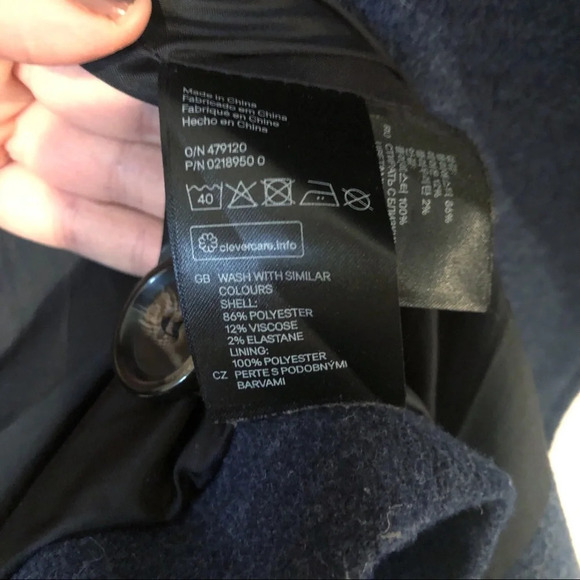 H&M Navy Blue Pea Coat Size 2 Small Blue Button Down Nautical Marine Preppy - Picture 8 of 11